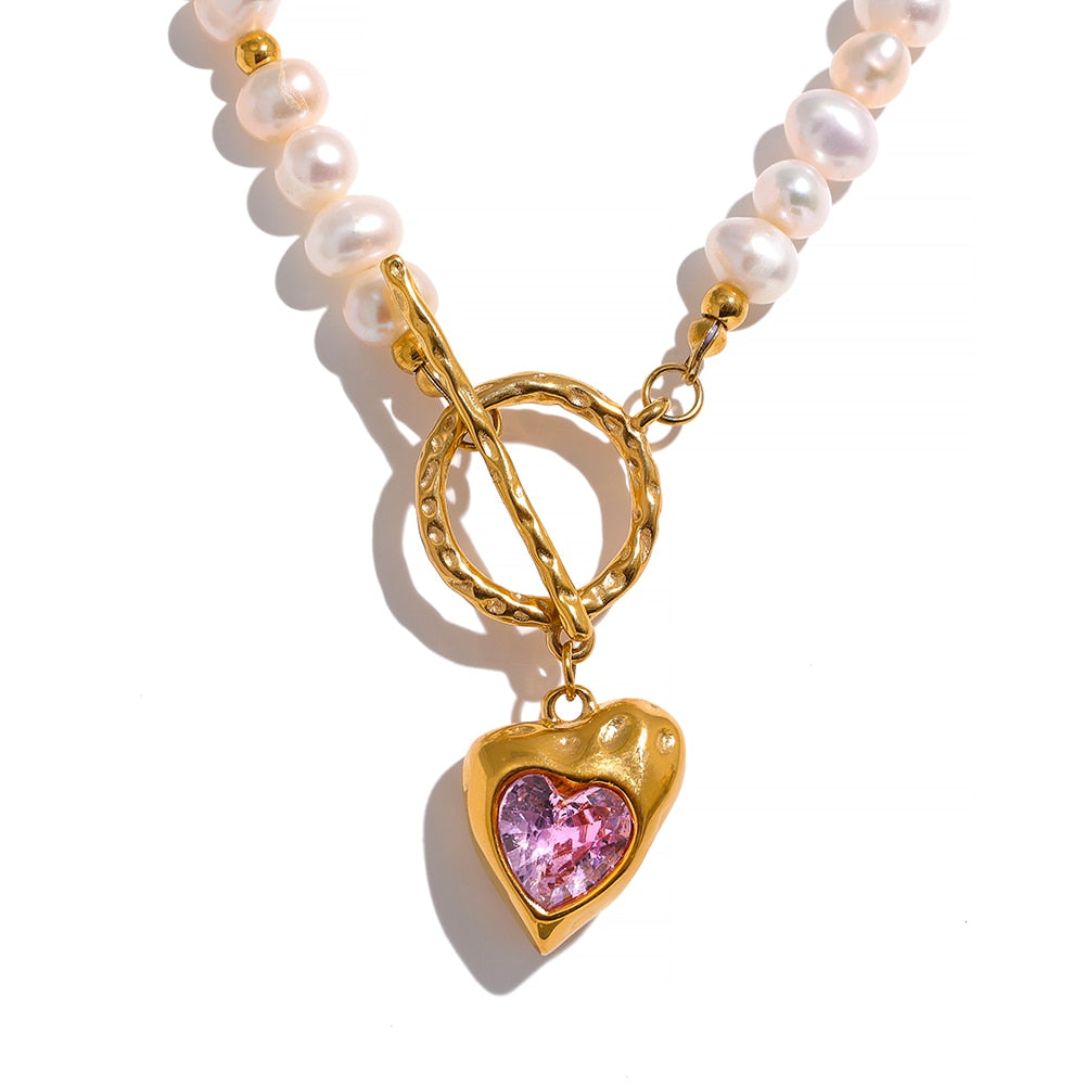 Freshwater Pearl and Heart Locket Necklace